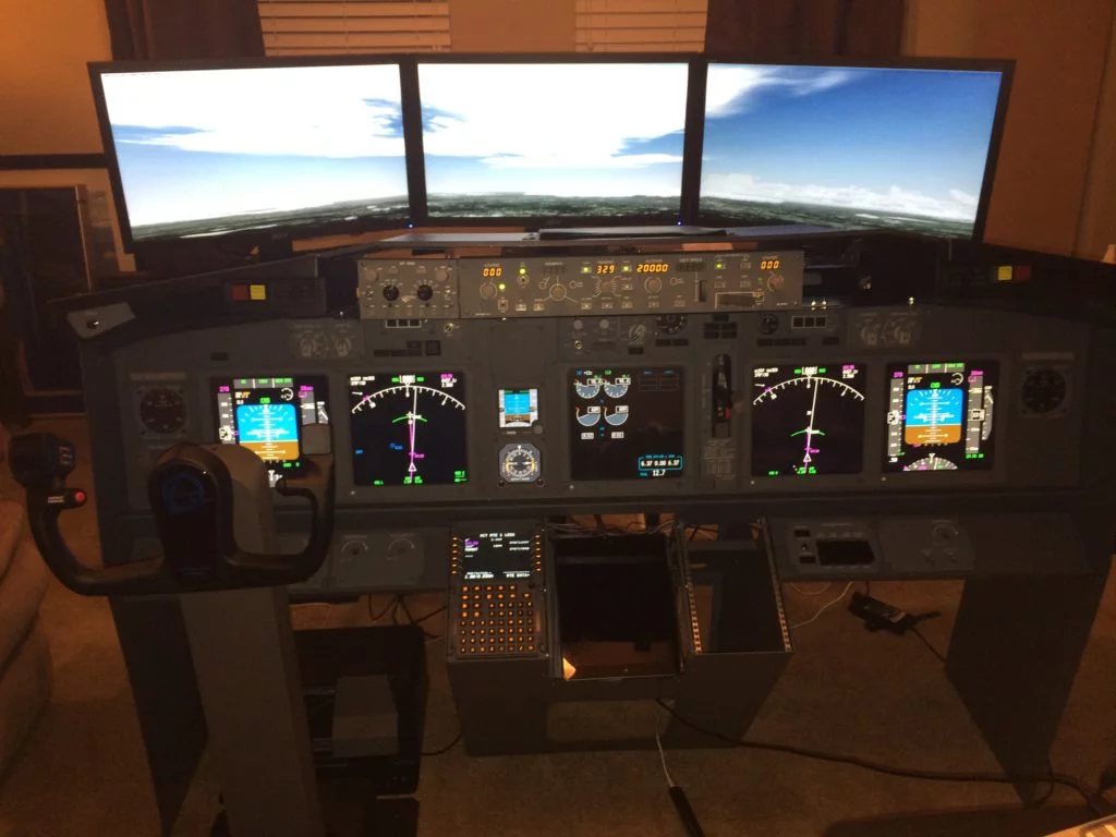 Multiple monitors can add to the illusion of a home cockpit simulator