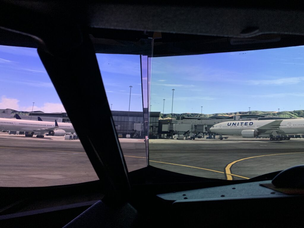 Looking out the window of my flight simulator cockpit